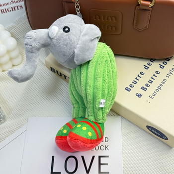 Плюшен ключодържател с животински мотиви: слон и жаба, супер мека къса плюш, пълнеж PP памук, за възраст 14+