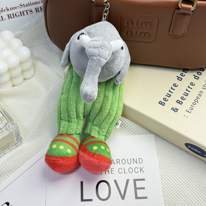 Плюшен ключодържател с животински мотиви: слон и жаба, супер мека къса плюш, пълнеж PP памук, за възраст 14+
