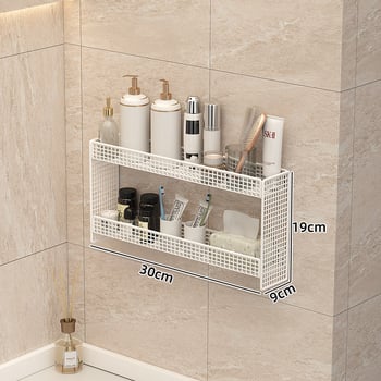 Raft de baie montat pe perete, din metal, 2 etaje, finisaj vopsire la cuptor, certificat CE UE