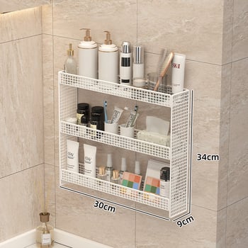 Raft de baie montat pe perete, din metal, 2 etaje, finisaj vopsire la cuptor, certificat CE UE