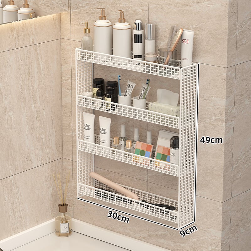 Raft de baie montat pe perete, din metal, 2 etaje, finisaj vopsire la cuptor, certificat CE UE