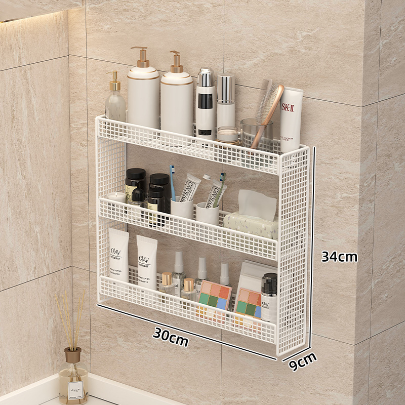 Raft de baie montat pe perete, din metal, 2 etaje, finisaj vopsire la cuptor, certificat CE UE