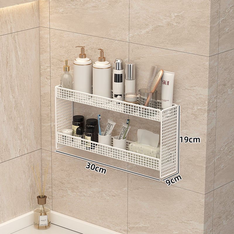 Raft de baie montat pe perete, din metal, 2 etaje, finisaj vopsire la cuptor, certificat CE UE