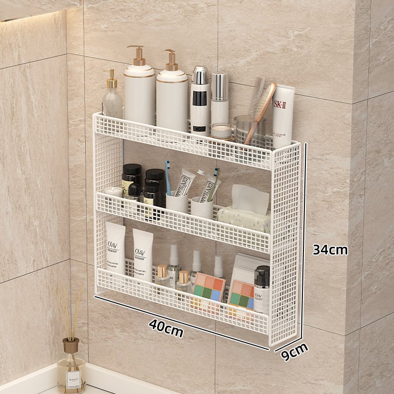 Raft de baie montat pe perete, din metal, 2 etaje, finisaj vopsire la cuptor, certificat CE UE