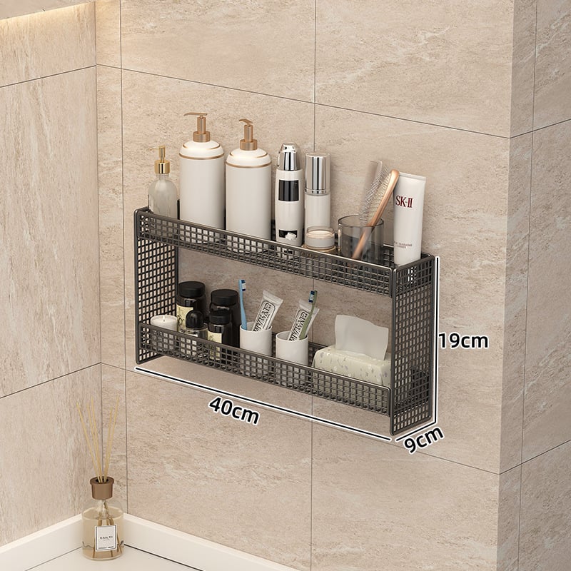 Raft de baie montat pe perete, din metal, 2 etaje, finisaj vopsire la cuptor, certificat CE UE