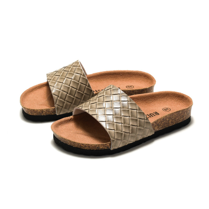 Dječje sandale od pluta za ljeto - Unisex, gornji dio PU, prugasti uzorak, gumena potplat, za dob 1-3 godine