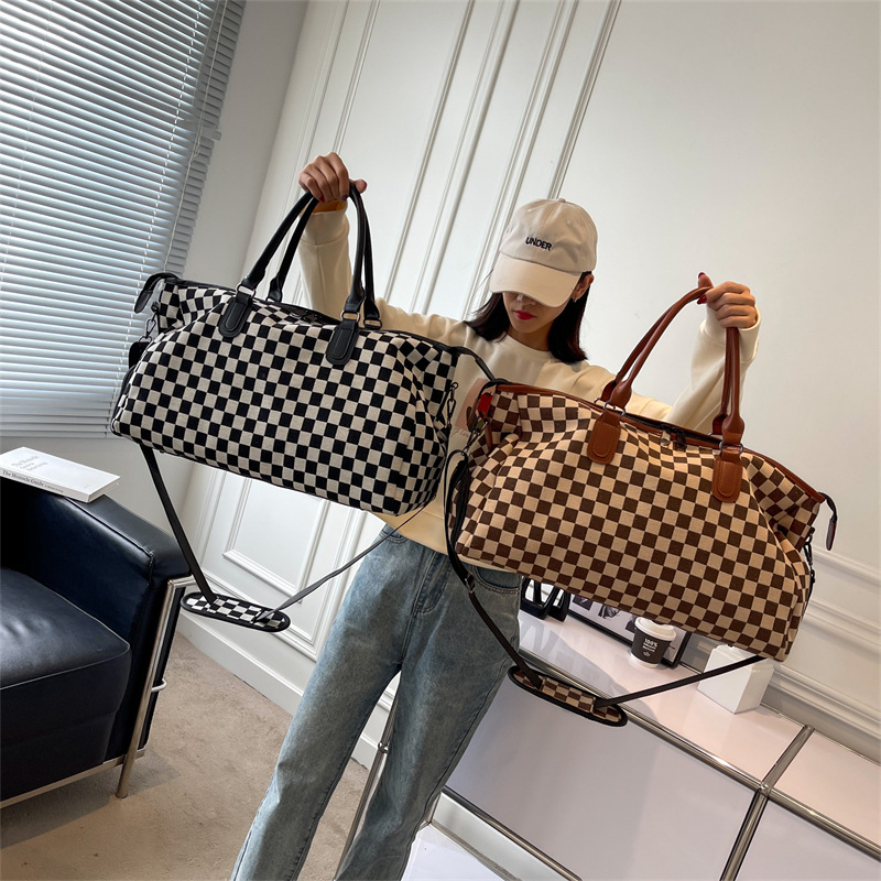 Putnička torba karirani uzorak, kapacitet 20–35L, Oxford tkanina, preko ramena, lagana i vodootporna