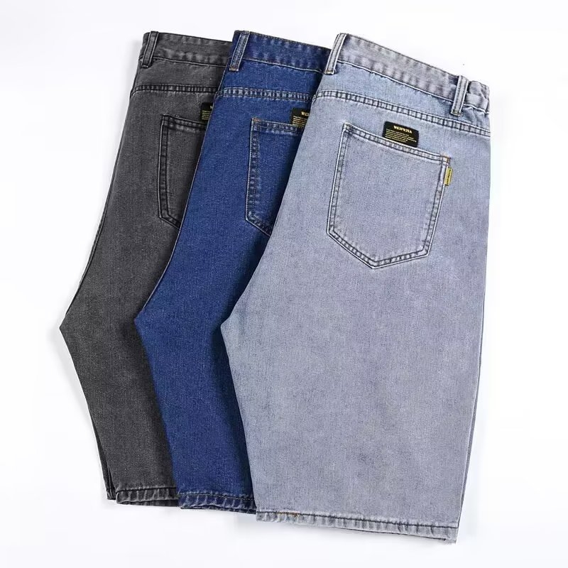 Ανδρικά τζιν σορτς - Πολυεστέρας, Ημιμήκος, 80% πολυεστέρας, Μικροελαστικότητα, Μινιμαλιστικό στυλ