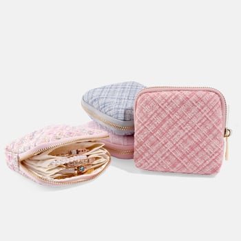 Meishang többrekeszes ékszer tároló táska kristályos karkötő rekeszekkel, vízálló Oxford anyag, cipzáras zárás, uniszex