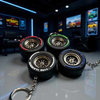 Ключодържател с форма на гума, мек каучук, модерен минималистичен автомобилен аксесоар (готов за подарък)