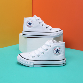 Adidași pentru copii, canvas înalt, talpă din cauciuc, branț din textile, respirabili, anti-derapare, închidere frontală cu bandă