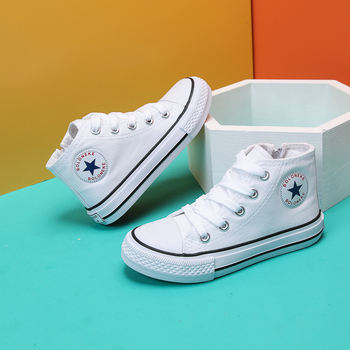 Adidași pentru copii, canvas înalt, talpă din cauciuc, branț din textile, respirabili, anti-derapare, închidere frontală cu bandă