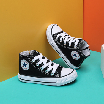 Adidași pentru copii, canvas înalt, talpă din cauciuc, branț din textile, respirabili, anti-derapare, închidere frontală cu bandă