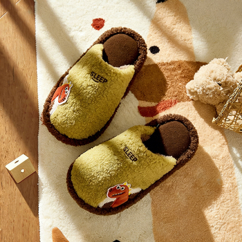 Papuci de copii din fleece, cu degete acoperite – unisex, model animal, talpă PVC, anti-derapare, călduroase, pentru 1–12 ani, Iarna 2025