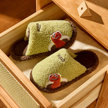 Papuci de copii din fleece, cu degete acoperite – unisex, model animal, talpă PVC, anti-derapare, călduroase, pentru 1–12 ani, Iarna 2025