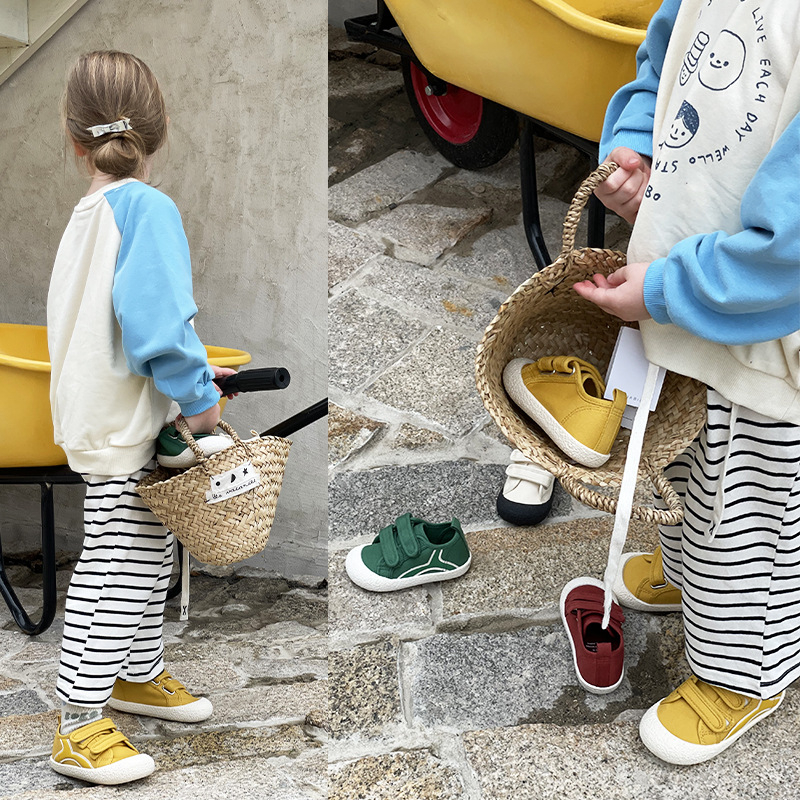 Dječje platnene tenisice s Velcroom – unisex, niski kroj, platnina gornji dio, TPR potplat, prozračne