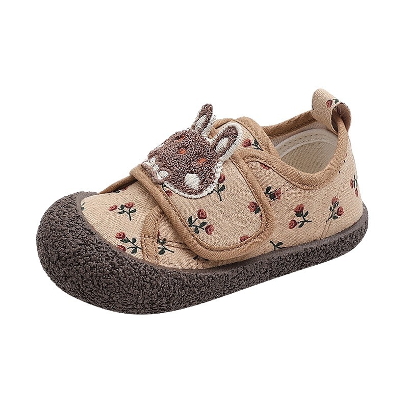 Dječje platnene tenisice s floralnim uzorkom, niski profil, Velcro kopča, korejski stil za školu, pamučna uložak