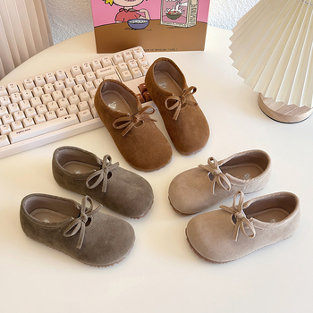 Djevojčice loafers u korejskom stilu, retro dizajn; gornji PU, đon od gume, Velcro zatvaranje, prozračne, protuklizne