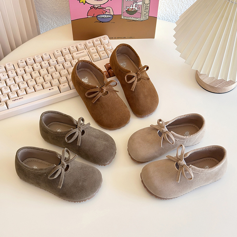 Djevojčice loafers u korejskom stilu, retro dizajn; gornji PU, đon od gume, Velcro zatvaranje, prozračne, protuklizne