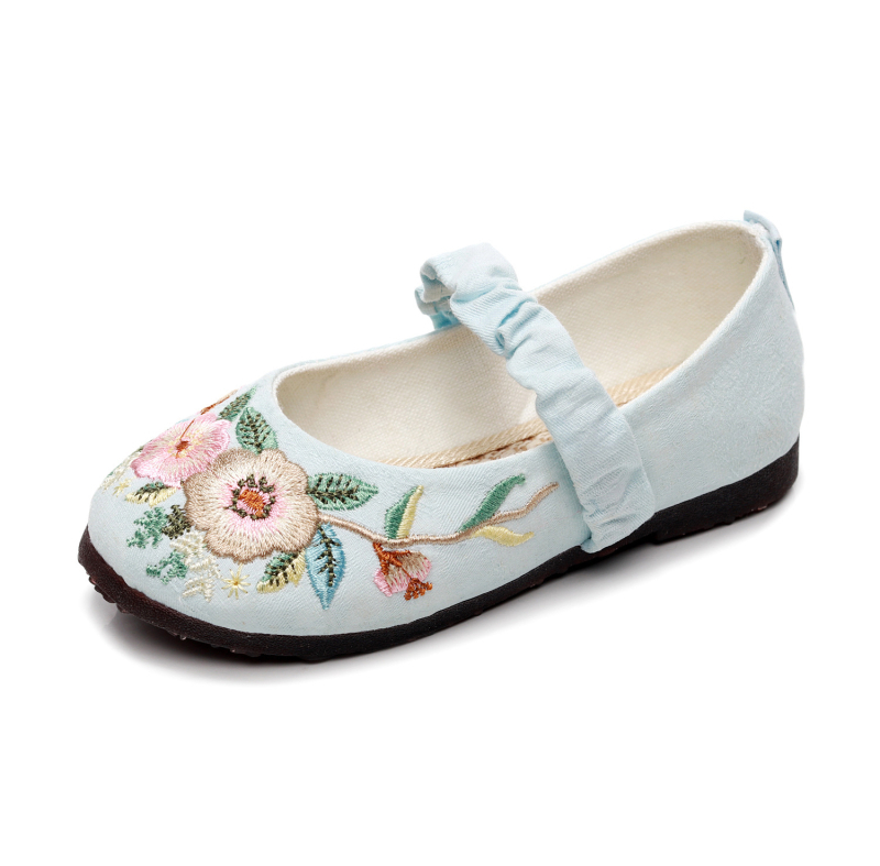 Dječje plesne cipele za djevojčice - ušiveni jacquard, gornji dio od pamuka, potplat od teleće tetive, retro stil, za moderan ples