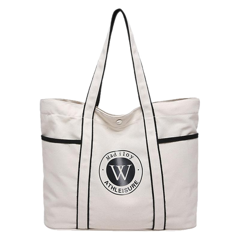 Geantă de canvas pentru femei, stil street fashion, formă orizontală pătrată, buzunare interioare pentru telefon și ID, buzunar laminat cu fermoar și căptușeală