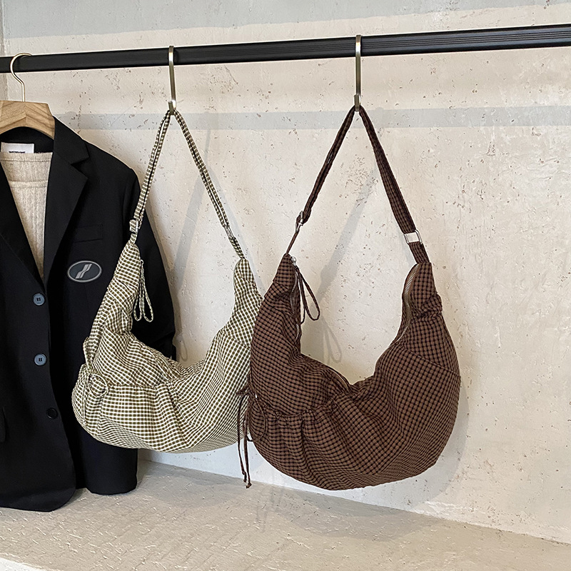 Geantă Tote din pânză, Dumpling pentru femei, capacitate mare, stil stradal, închidere cu fermoar, buzunar intern cu petic, căptușeală poliester, lansare toamnă 2025