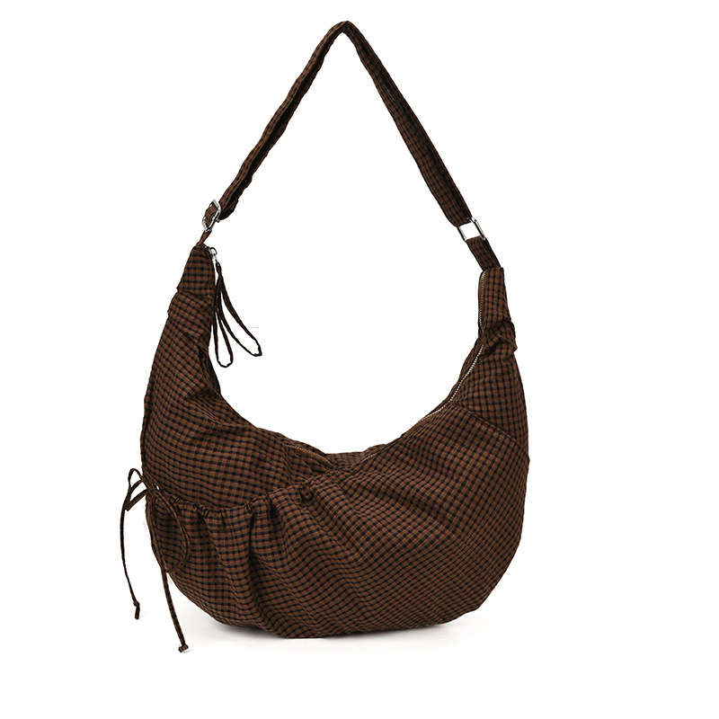 Geantă Tote din pânză, Dumpling pentru femei, capacitate mare, stil stradal, închidere cu fermoar, buzunar intern cu petic, căptușeală poliester, lansare toamnă 2025