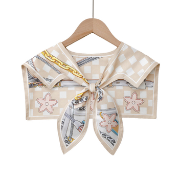 Лек шал с възел, принтирана имитация на коприна, декоративен шал за яка