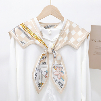 Лек шал с възел, принтирана имитация на коприна, декоративен шал за яка