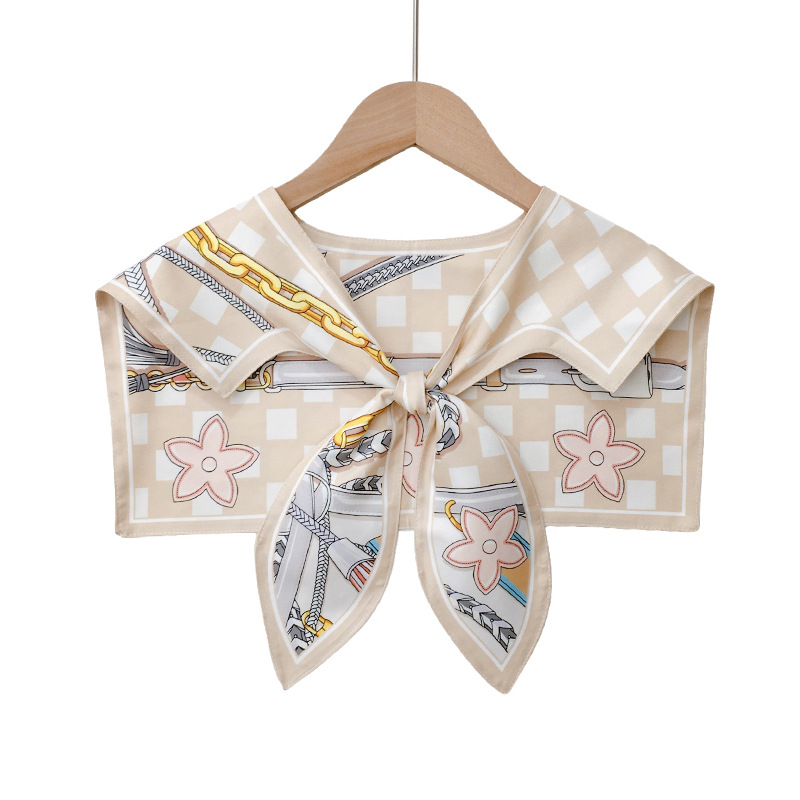 Лек шал с възел, принтирана имитация на коприна, декоративен шал за яка