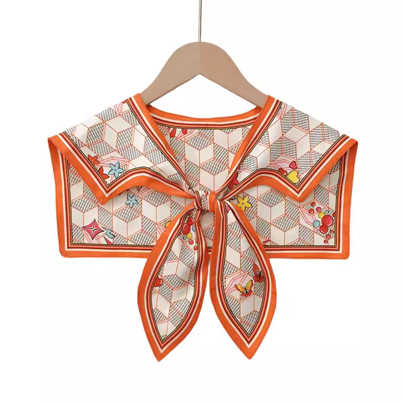 Лек шал с възел, принтирана имитация на коприна, декоративен шал за яка