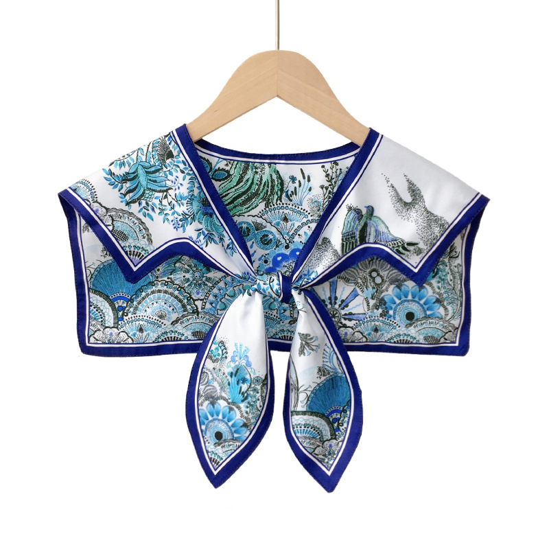 Лек шал с възел, принтирана имитация на коприна, декоративен шал за яка