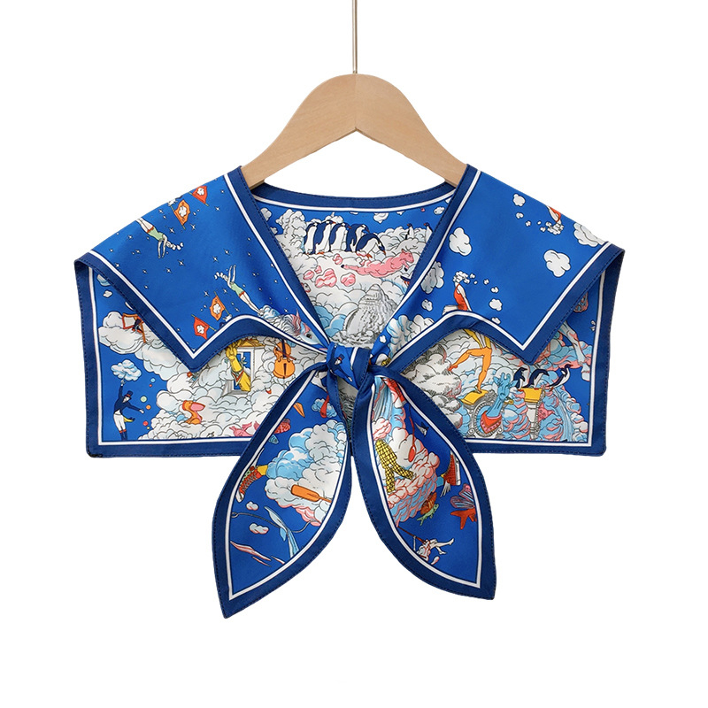 Лек шал с възел, принтирана имитация на коприна, декоративен шал за яка