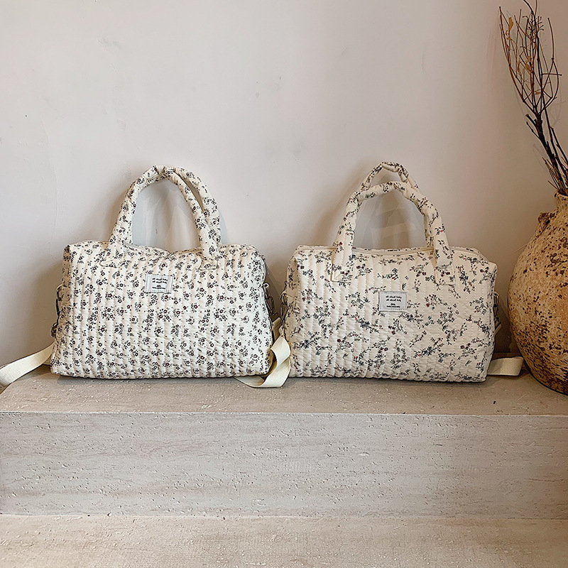 Geantă pentru mămici pentru ieșiri, stil proaspăt și drăguț, din canvas, formă orizontală pătrată, fermoar, buzunar intern pentru telefon