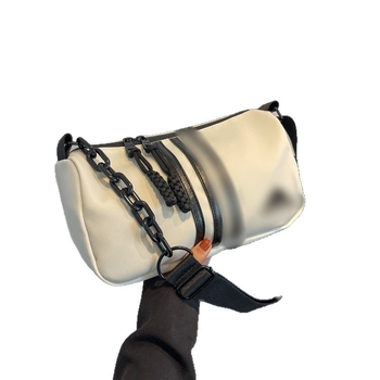 Geantă de umăr unisex, stil street, din pânză, închidere cu fermoar, buzunar intern pentru telefon, cu o singură curea