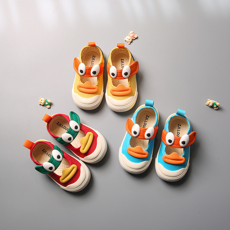 Dječje unutarnje platnene tenisice – Cartoon motiv, Velcro kopčanje, Prozračna guma, Niska visina