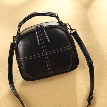 Ženska torbica za rame od prave kože, mali kvadratni dizajn, zatvarač, unutarnja džep s zatvaračem i džep za mobitel