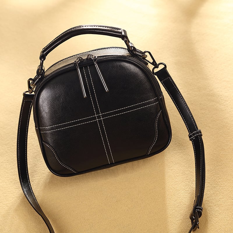 Ženska torbica za rame od prave kože, mali kvadratni dizajn, zatvarač, unutarnja džep s zatvaračem i džep za mobitel