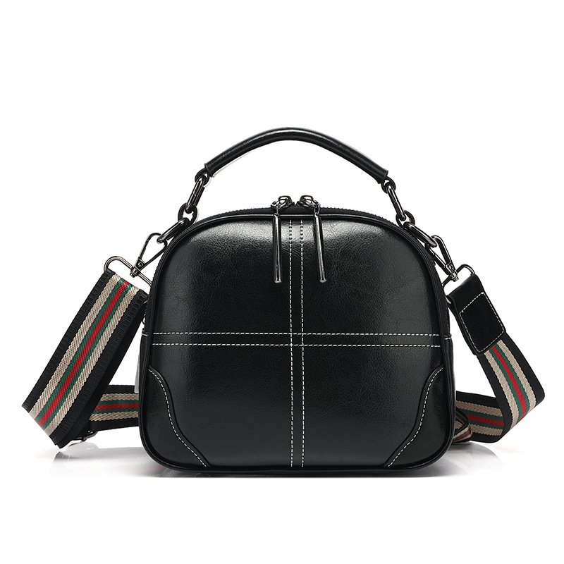 Ženska torbica za rame od prave kože, mali kvadratni dizajn, zatvarač, unutarnja džep s zatvaračem i džep za mobitel