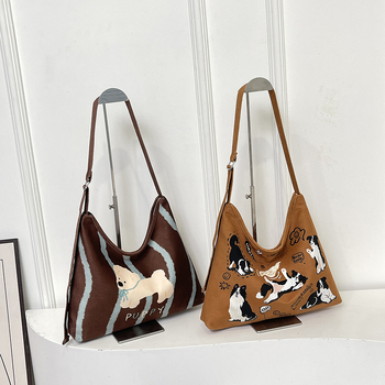 Geantă de pânză Tote - stil urban minimalist, închidere cu fermoar, formă pătrată, buzunar interior patch, buzunar ID, cu o singură curea