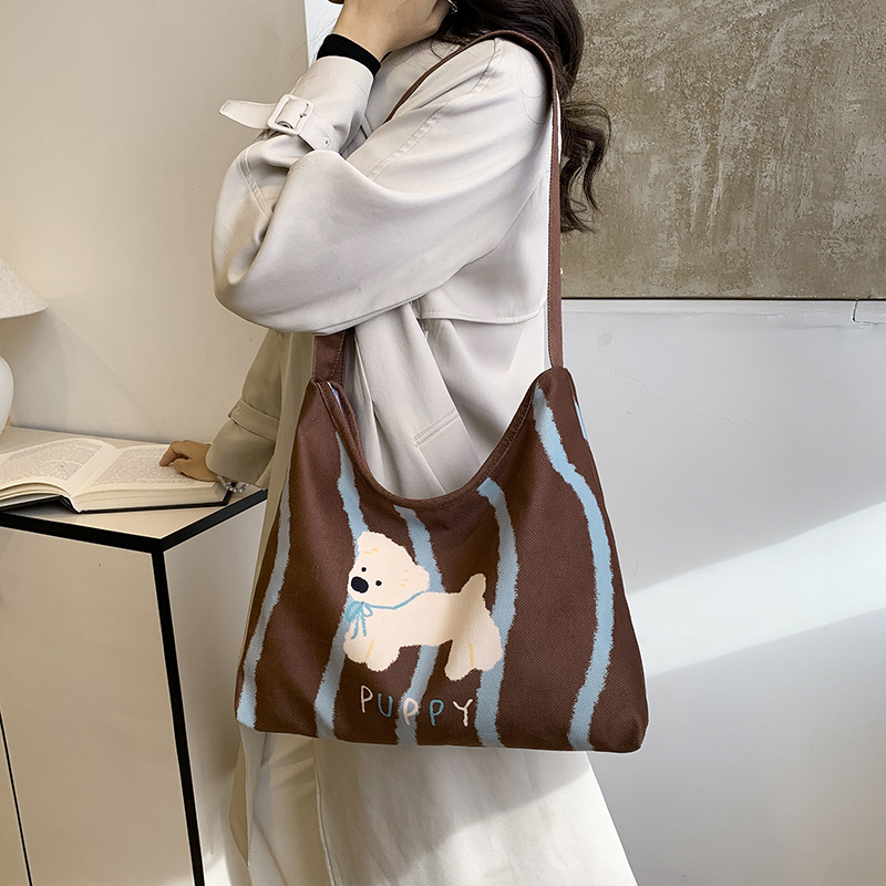 Geantă de pânză Tote - stil urban minimalist, închidere cu fermoar, formă pătrată, buzunar interior patch, buzunar ID, cu o singură curea