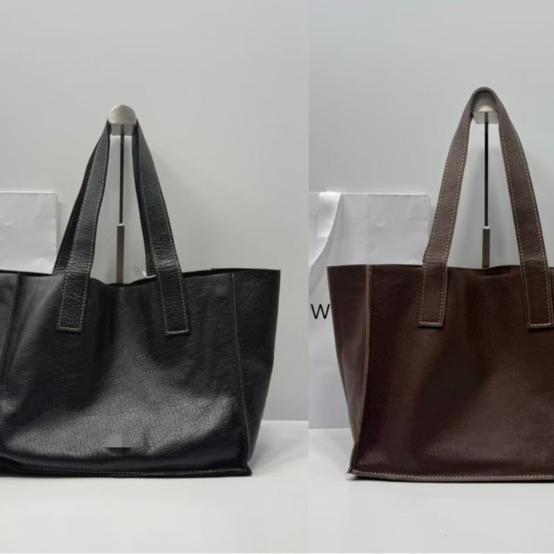 Tote torba od prave ovčje kože, otvoreni vrh, dvostruke naramenice, unutarnji džepovi za telefon i dokumente, zimska kolekcija 2025