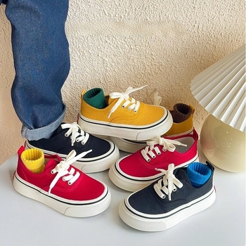 Dječje platnene tenisice u korejskom stilu (PU gornji dio, gumeni potplat, prozračna mrežasta podstava, niski model, unisex)