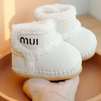 Dječja obuća za učenje s PVC potplatom, gornji dio od sintetike, debeli topli protivklizni, Velcro kopča, zimske, za 6-12 mjeseci