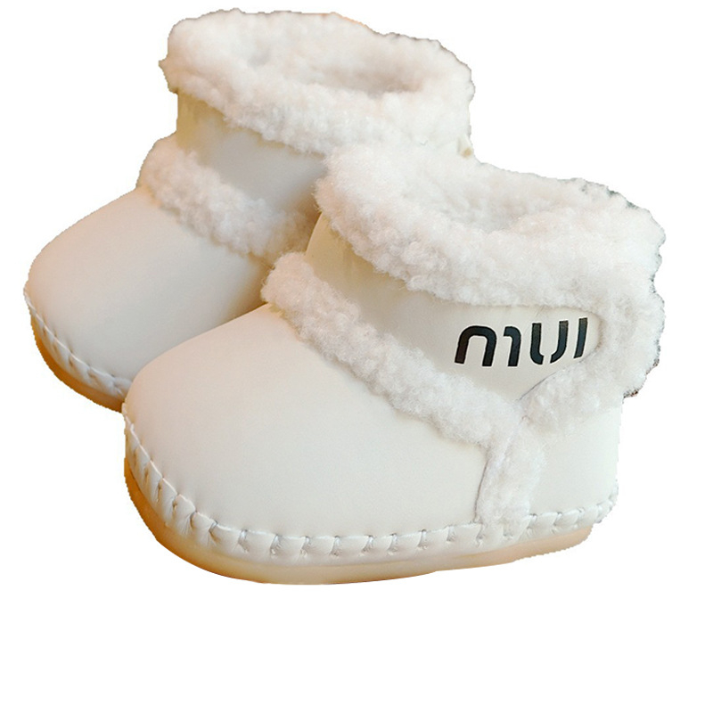 Dječja obuća za učenje s PVC potplatom, gornji dio od sintetike, debeli topli protivklizni, Velcro kopča, zimske, za 6-12 mjeseci