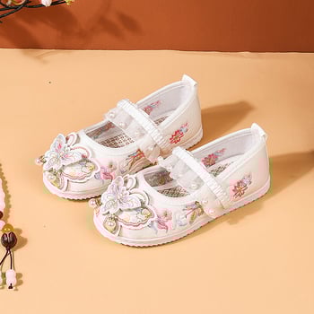 Pantofi copii din pânză, cu broderie, stil Republica Chineză, pentru vârste 4–12 ani, primăvara 2025