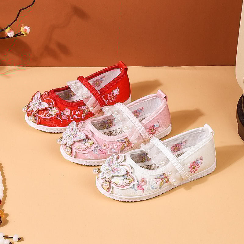 Pantofi copii din pânză, cu broderie, stil Republica Chineză, pentru vârste 4–12 ani, primăvara 2025