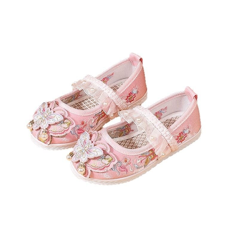 Pantofi copii din pânză, cu broderie, stil Republica Chineză, pentru vârste 4–12 ani, primăvara 2025