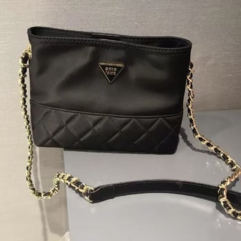 Τσαντάκι ώμου με αλυσίδα, μικρού τετράγωνου σχήματος, Oxford ύφασμα, κανβάς επένδυση, μαγνητικό κούμπωμα