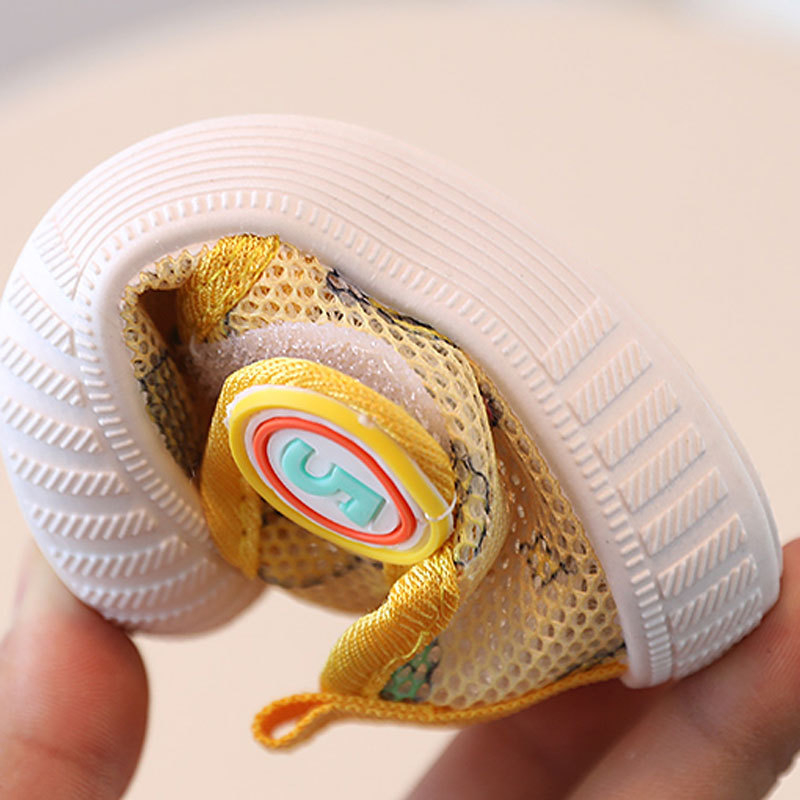 Pantofi unisex pentru copii mici, partea superioară din plasă, închidere cu Velcro, imprimeu cu desene animate, pentru 12–36 de luni, potriviți pentru vară, primăvară și toamnă